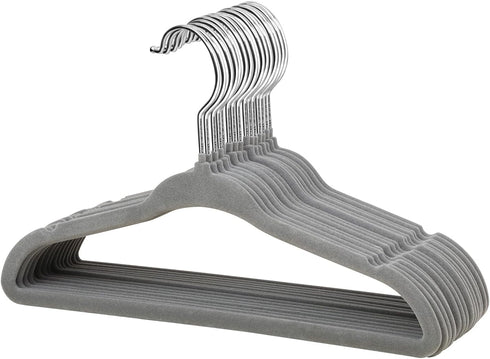 ManGotree 15 Pack Non-Slip Baby Velvet Clothes Hanger, Kids Coat Hanger with Swivel Hook (Grey)