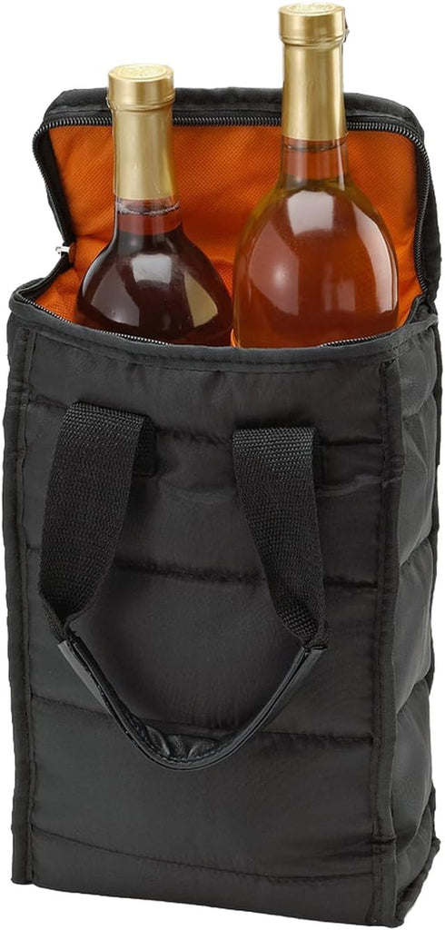 Handy Tote Bag for Laundry and Wine - 2 Bottle Pockets, Thick Padding, Zipper, Easy Carry Handles for Travel