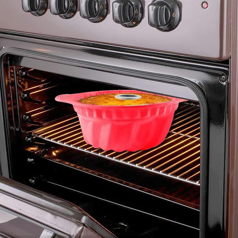 2 PCS Non-stick Fluted Silicone Cake Pans, 8.7 Inch with Sturdy Handle, Perfect Bakeware for Cake, Jello, Gelatin,