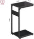 Vovonusy ET-YB-BK1 Wood Pedestal Small Sofa Side Table for Couch, Tall Nightstand, C Shaped End Table, TV Trays