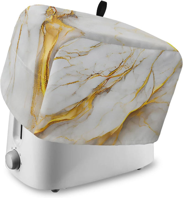 Marble Gold Grey 4 Slice Toaster Cover, Small Appliance Dustproof, Fingerprint Protectors, Machine Washable