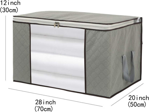 2 Pack Foldable Large Storage Bags, 28 x 20 x 12 inch for Comforter Quilt Blanket Clothes with Clear Window & Handles