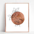 Terracotta Sun and Moon Print - Set of 2 Minimal Wall Art - 8x10 inch Flower Line Print, Boho Decor