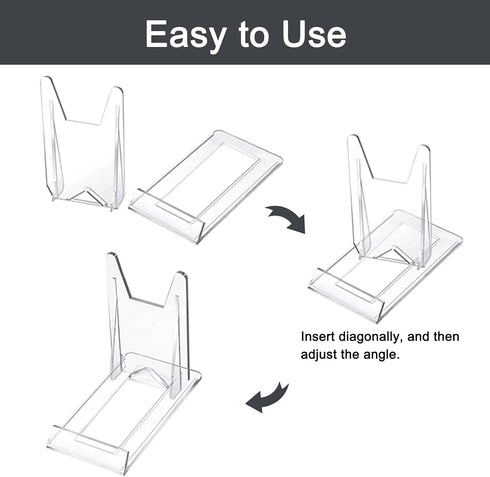 WANDIC Acrylic Plate Stands, 10 Pcs Mini Clear Plastic Display Holders Adjustable Easels for Flat Plates, Photos, Place