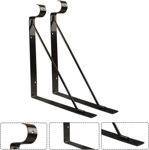 4 Packs Heavy Duty Closet Shelf and Rod Bracket, Eau Black Closet Shelf Bracket with Rod Support for Storage