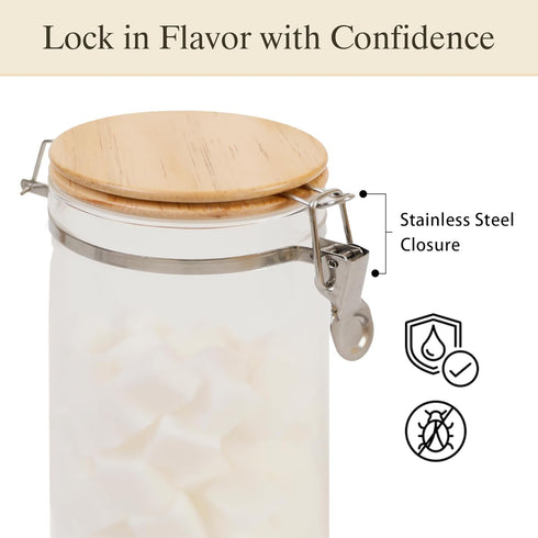 Set 3 Glass Coffee Canister with Shelf & Spoons - Piece Airtight Seal Coffee Bean Storage Containers & Filter Holder