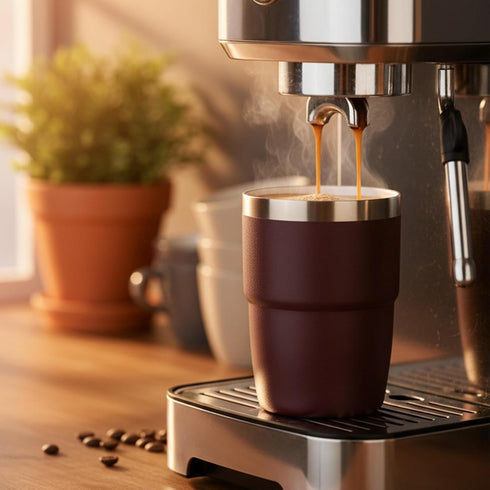 8 oz 18/8 (Black-2 Pack) Zenbo Stackable Espresso/Coffee Cups with Magnetic Lid, Ceramic-Lined Stainless Steel Mini