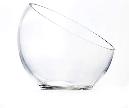 CYS EXCEL Glass Slant Cut Bubble Bowl (H-6" W-7"), Slanted Globe Bowl Terrarium, Round Flower Vase Centerpiece