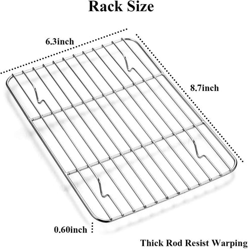 Wildone Baking Sheet with Rack Set, 2 Sheets + 2 Racks, Stainless Steel Cookie Pan, Non Toxic, Heavy Duty, Easy Clean