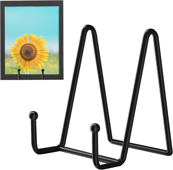 Decolore 5 Pack Black Iron Easel Display Stands, 4.5 Inch for Plate, Picture, Photo, and Artistic Work