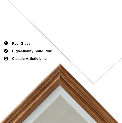 5x7 2 4x6 5x7 Double Hinged Picture Frame, Folding Photo Frame, Walnut-colored Pine Wood with Real Glass, Display