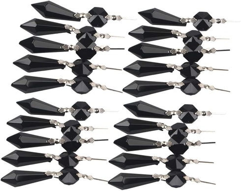 Sun Cling Replacement Chandelier Icicle Crystal Prisms,Pack of 20 (38mm, Black)