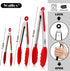 Walfos Kitchen Tongs, 7" 9" and 12" Heat Resistant Cooking Tongs, Stainless Steel and BPA Free Silicone Tips, Set of 3