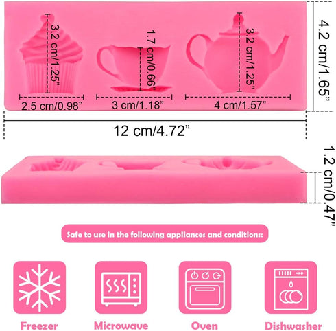 Meiyouju 2 Pack Food Grade Silicone Molds for Candy, Cake Decoration, Chocolate, Jewelry Making, Teapot, Polymer Clay