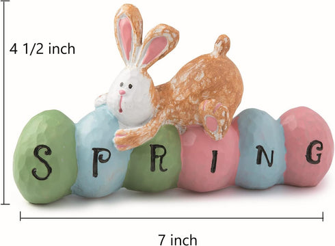 Fun Express Spring Bunny Tabletopper Easter Decorations, Hand Painted, Farmhouse Home Decor