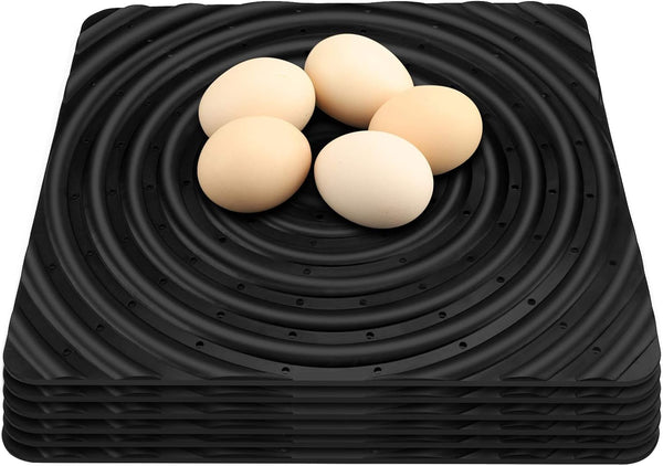 6 Pack Washable Chicken Nesting Pads, 13 x 12 inch, Black, Solid,