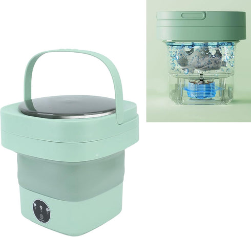 TOPINCN Automatic Portable Foldable Washing Machine, Mini ABS US Plug 100-240V for Travel (Green)