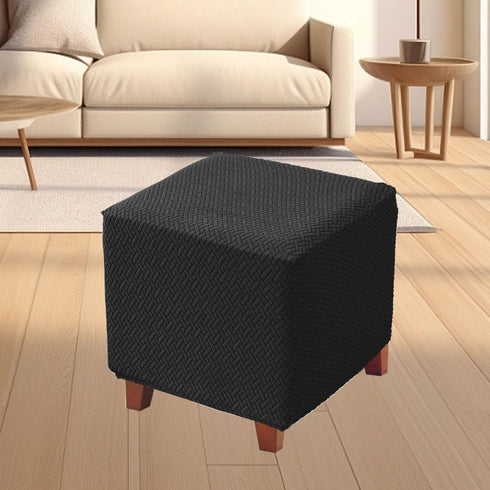 Ottoman Cover Square Jacquard Stretch Square Ottoman Slipcovers Thick Folding Storage Covers Square Footstool Protector