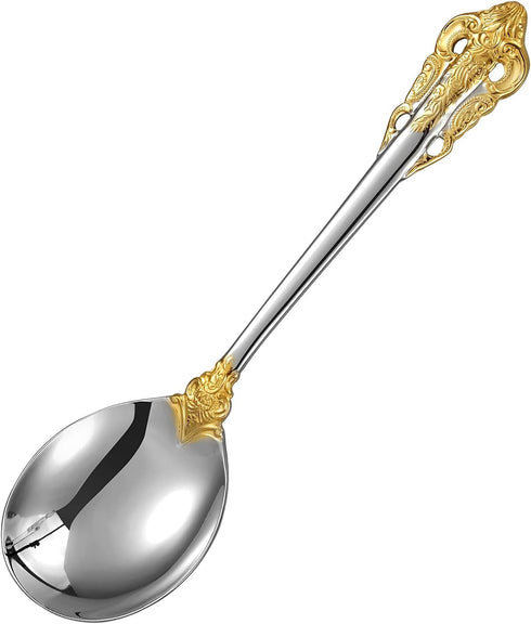 KEAWELL Gorgeous Round Soup Spoon Set of 4, 18/10 Stainless Steel, Luxury Bouillon Spoon