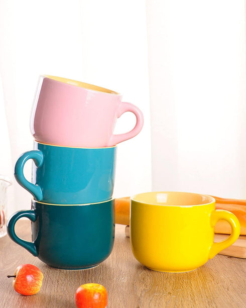 WHJY Simple Ceramic Soup Mugs with Lid, 22 oz Soup Cups with Handle, Microwave Oatmeal Bowl for Milk, Tea, Coffee, Dark