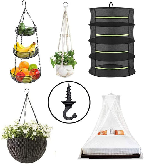 OBSTKUCHEN 6 Pack, Heavy Duty Ceiling & Wall Mount Hangers, Swag Style Drill-in Hooks for Hanging Plants, Chandeliers