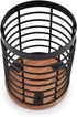 Black Iron Kitchen Utensil Holder with Acacia Wooden Base, Round Flatware Storage for Countertop (4.5" x 4.5" x 6")