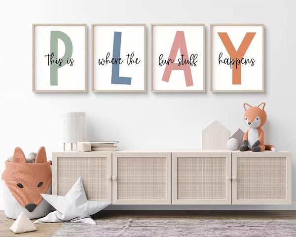 Baccone Kids Playroom Wall Art Boys Room Wall Decor Childrens Playroom Canvas Prints