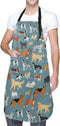Perinsto Pet Dogs Grooming Waterproof Apron with 2 Pockets, Cute Animal Chef Bibs for Cooking, Baking