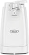 BELLA Electric Can Opener and Knife Sharpener, Multifunctional Jar and Bottle Opener with Stainless Steel Blade, White