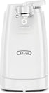 BELLA Electric Can Opener and Knife Sharpener, Multifunctional Jar and Bottle Opener with Stainless Steel Blade, White