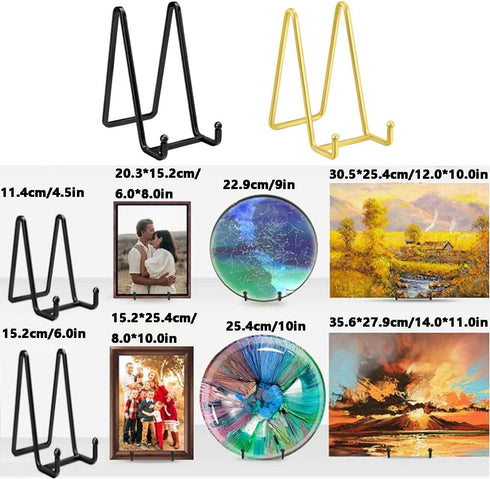 2 Pack Metal Square Wire Plate Stands, 4.5 Inch Display Holder for Book, Decorative Plate, Photo (Gold)