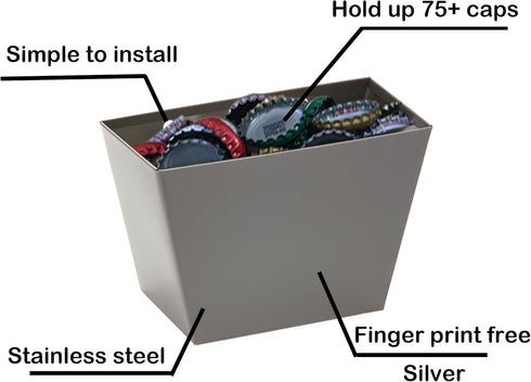 Silver Bottle Cap Catcher Wall Mounted Beer Bottle Top Bucket Stainless Steel 5" by Luwanburg
