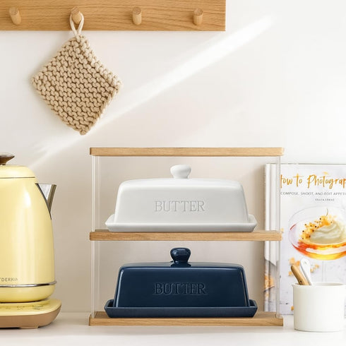 Countertop,7.6" 3.3" 1 Butter Dish with Lid,WERTIOO Butter Dish With Lid for x Butter Tray,Butter Holder