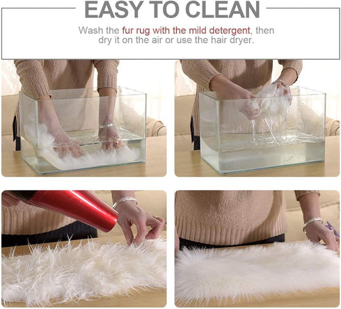 2 (1.6ft 1.6ft) Softlife Pink Faux Fur Sheepskin Chair Cover PCs Seat Cushion Pad Super Soft Area Rugs for Living