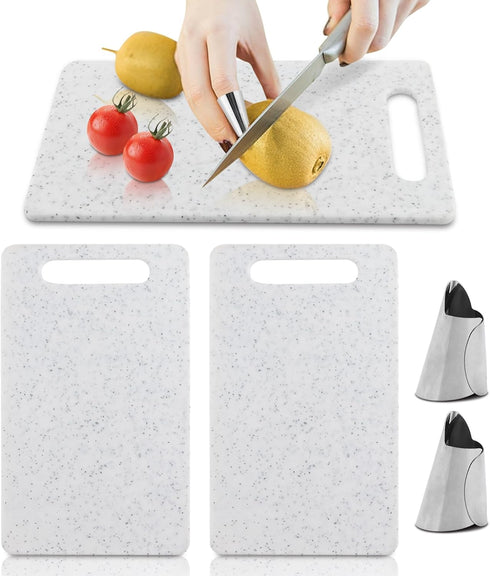 2 Pcs Small Kitchen Cutting Board Set, Mini Plastic Boards with Finger Guards, Dishwasher Safe for Food Prep