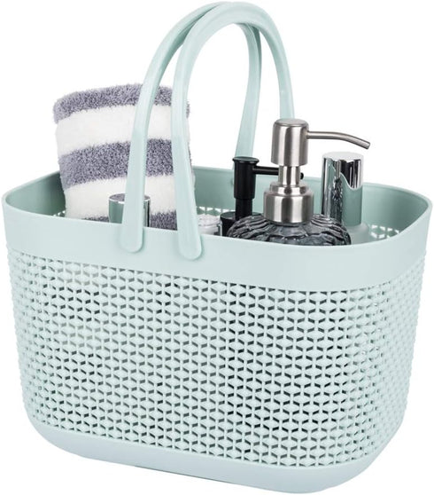 UUJOLY Plastic Organizer Storage Baskets with Handles - Shower Caddy Bins for Bathroom and Kitchen (Blue)
