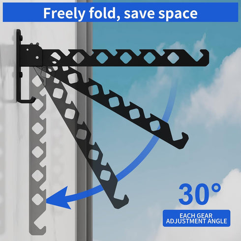 Wall Mounted Clothes Drying Rack, Foldable Laundry Hanger Hook for Bathroom, Indoor Clothes Rack