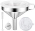 Kitchen Funnel for Filling Bottles, 304 Stainless Steel Food Funnels with Strainer and 200 Mesh Filter Set