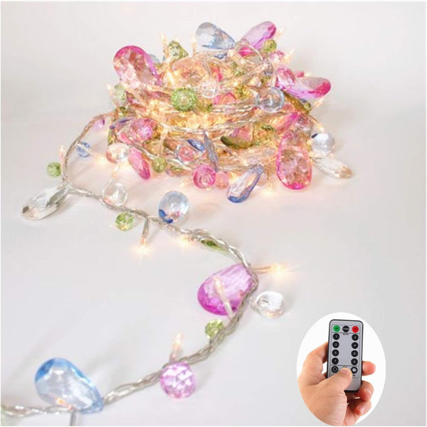 Battery Operated Fairy String Lights, Acrylic Gems Jewels String Lights with Remote