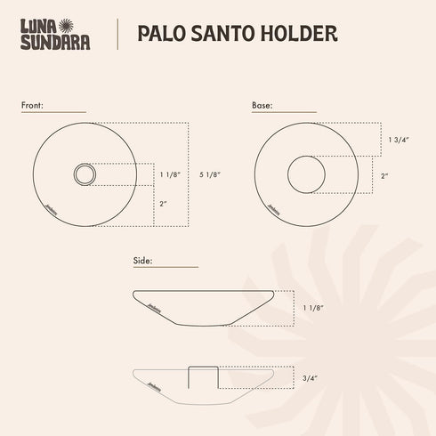 Luna Sundara Authentic Peru Pottery Palo Santo Stick Holder and Incense Holder with 5 Palo Santo Sticks (Peach)