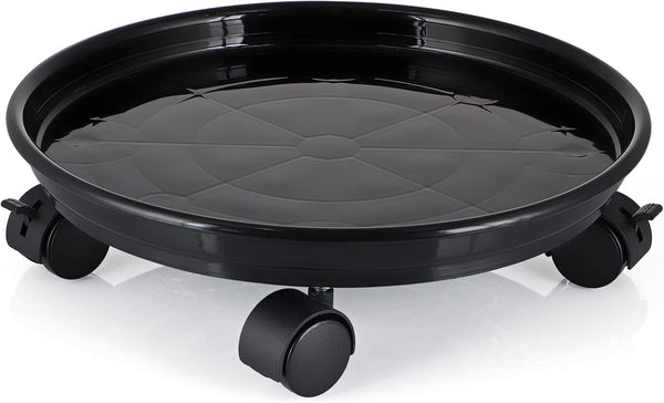 Skelang 11.8" Plant Caddy, Plant Pallet with Brake Wheels, Moving Plant Pot Saucer,