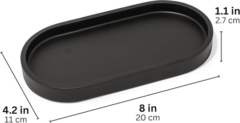 Matte Black Round Soap Dispenser Tray, 8” Organizer Plate for Bathrooms and Kitchens, Holds 2 Dispensers