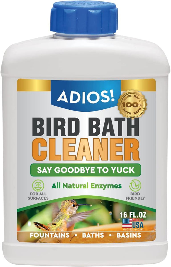 ADIOS! Bird Bath Cleaner for Outdoor Fountains and Bowls, Safely Cleans Metal,