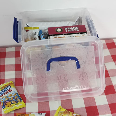 Ggbin 4 Pack 6 Quart Latching Storage Box - Small Lidded Storage Container Bin with Handle, Clear
