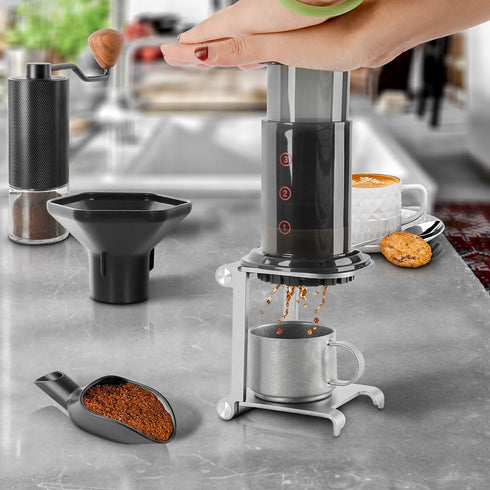 CAFEMASY Pour Over Coffee Dripper Stand, Foldable Aluminum Coffee Dripper Station for Portable Espresso