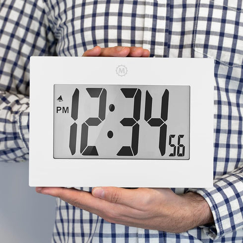 MARATHON Large Digital Wall Clock, White, 8” Display, Easy to Read
