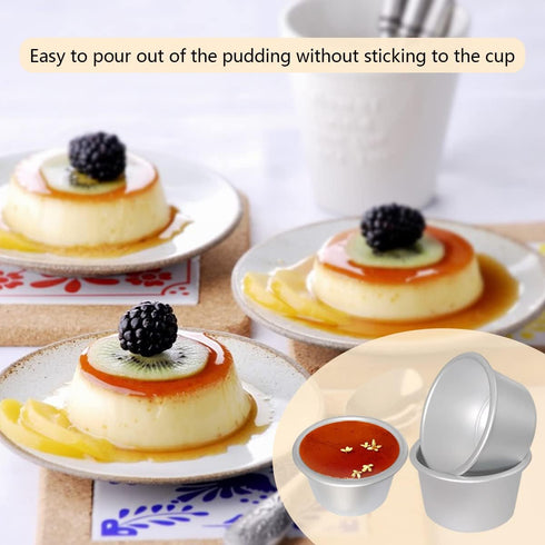 Pudding Cups Molds, Individual Popover Pan, 8 Pieces Aluminium Baking Maker (3.74 x 2 x 2.87 Inch)