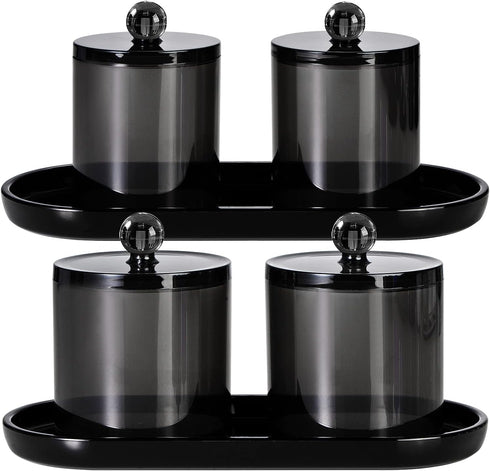 SheeChung Black Acrylic Vanity Tray, 2 Pack Bathroom Storage Organizer Tray for Countertop, Cabinet, or Closet