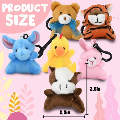 LUKBERA 28Packs Plush Animals Keychain, Stuffed Animals Keychain Toys for Easter Egg Fillers Classroom Exchange Gifts