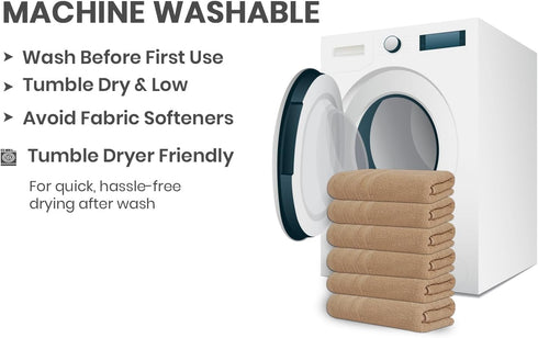 Cinara Bed & Bath Set 6 24" 50" 100% Large Bath Towels of x Cotton Terry Durable, Soft & Quick Dry Beige Multipurpose